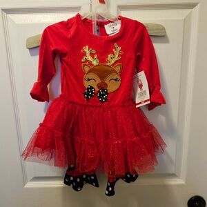 NWTGs Counting Daisies 18 month girls Reindeer Dress with Leggings
